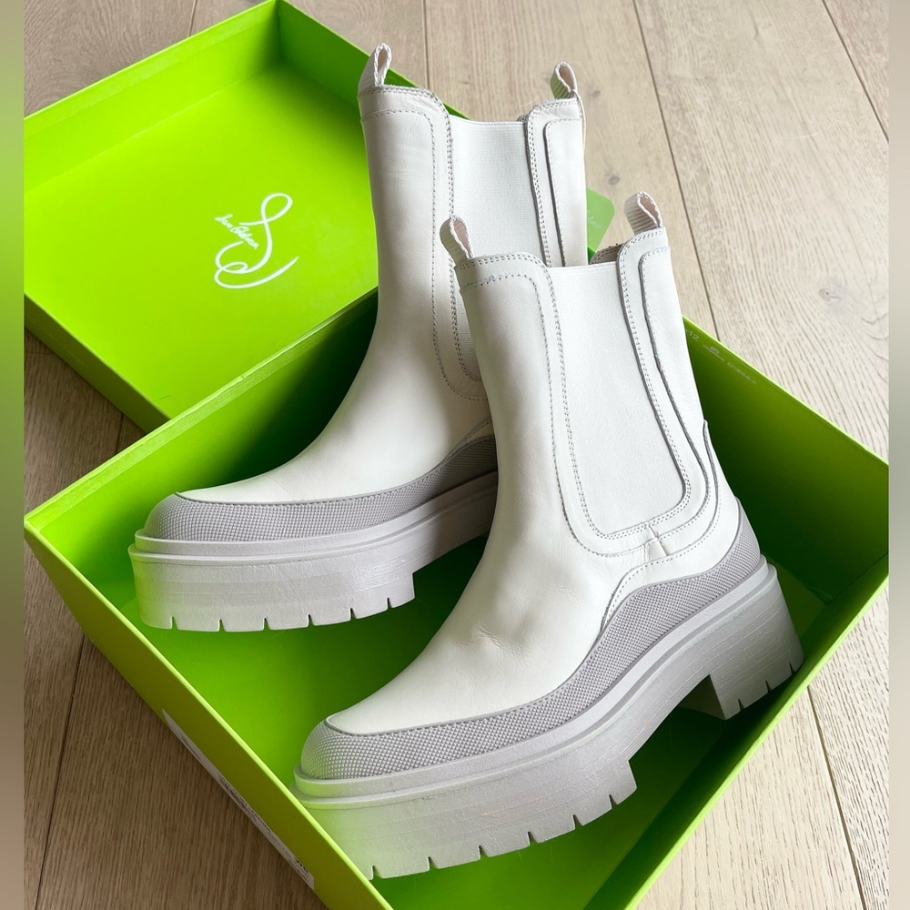 Sam Edelman Lulia Leather Boots in Modern Ivory, size 8